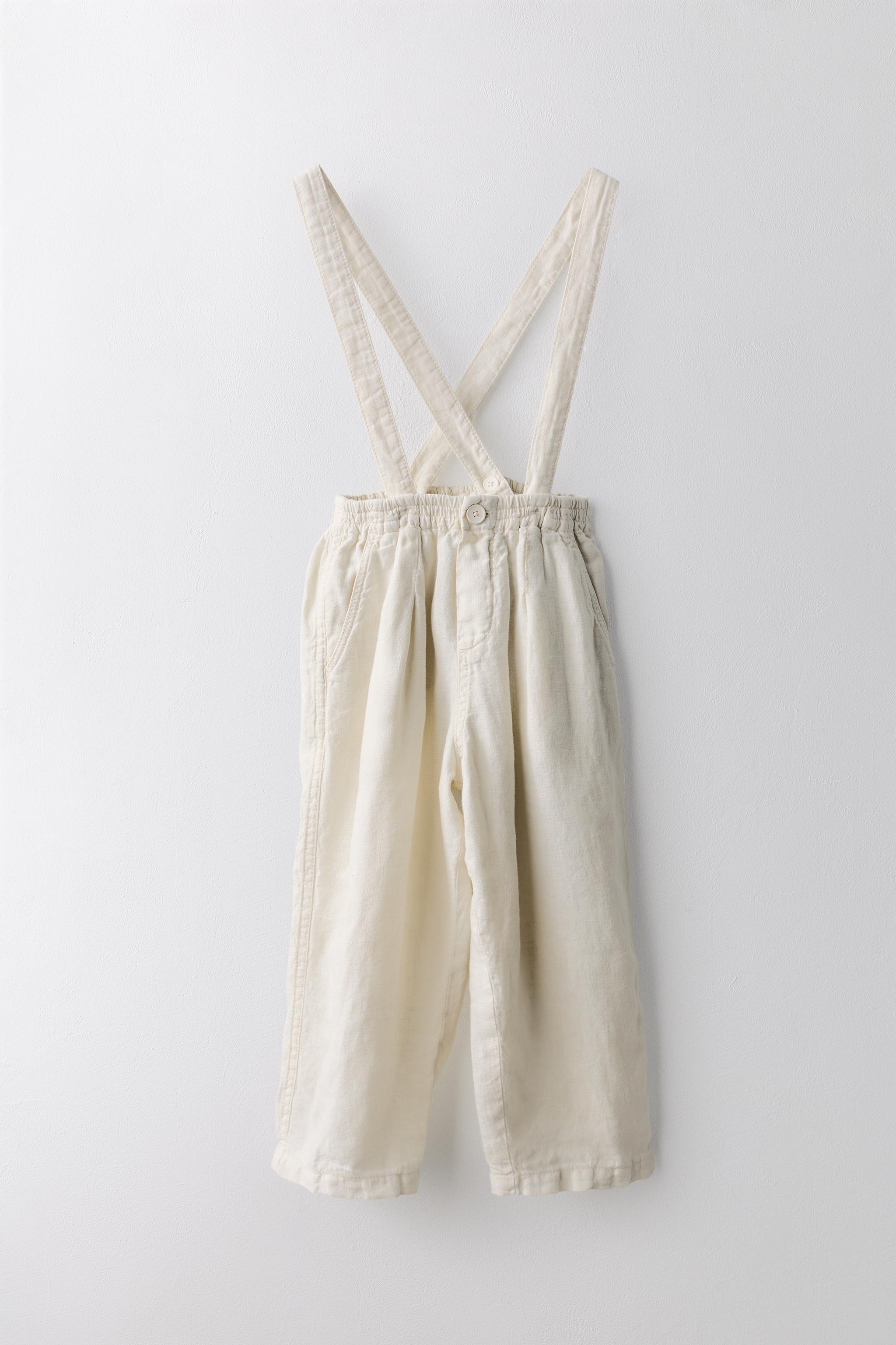 6-10 YEARS / 100% LINEN PANTS WITH REMOVABLE SUSPENDERS LIMITED EDITION